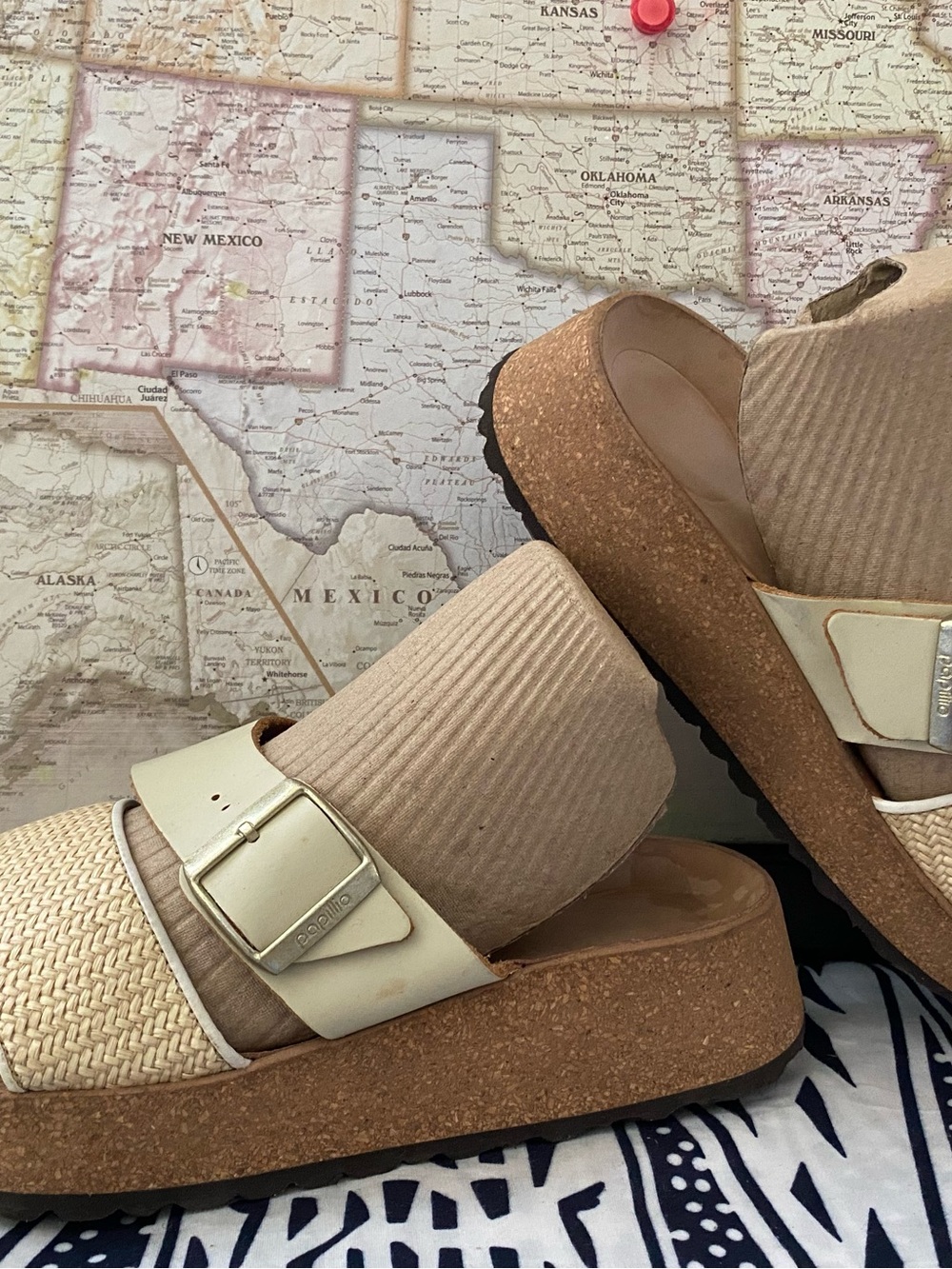 Pre-owned Papillio Arizona Beige Cork Platform Slide Sandals Sz 40/9 Women’s